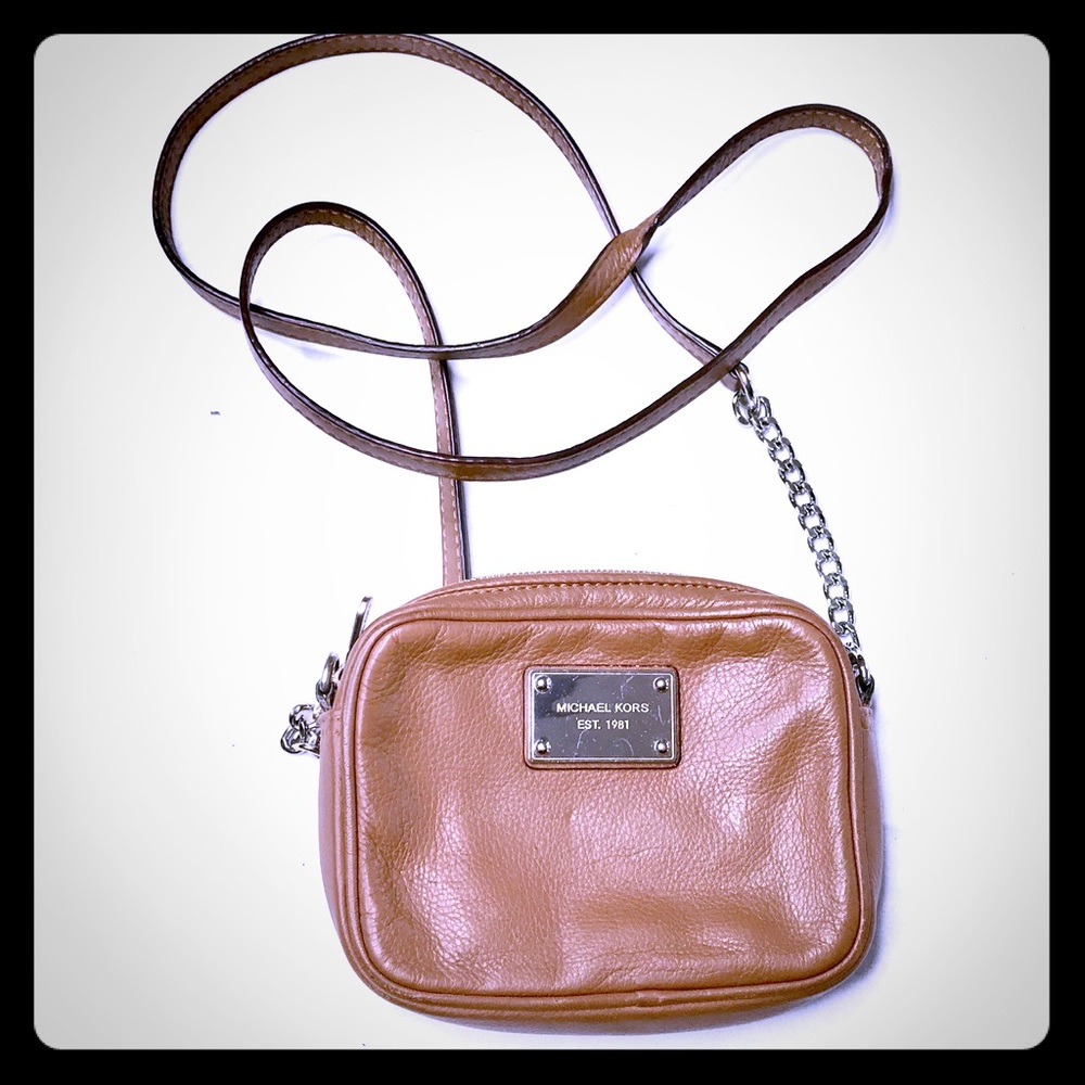 Michael Kors small brown leather crossbody purse